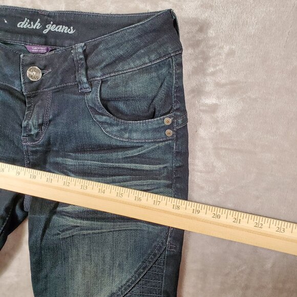 DISH JEANS Paris ultra skinny low rise dark wash L32 biker style Pre-owned - Picture 6 of 14